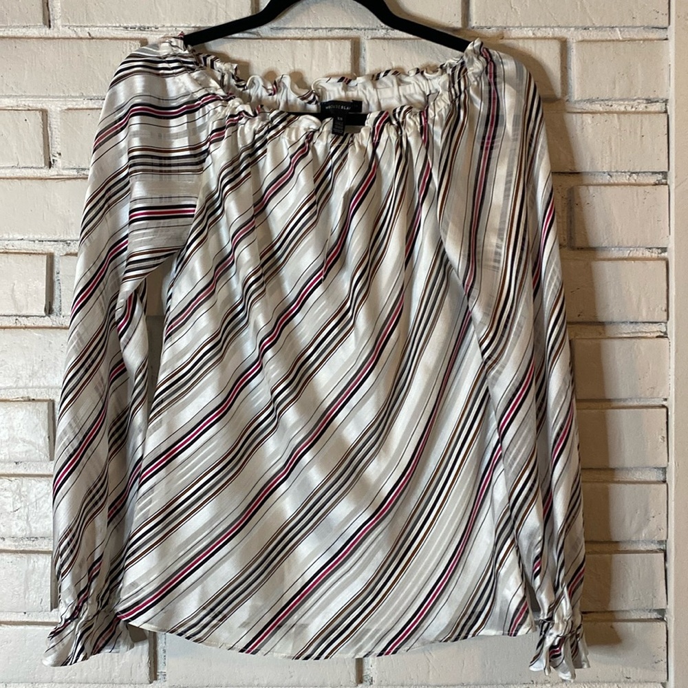 WHBM striped off the shoulder blouse